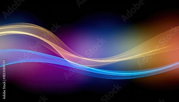 Fototapeta Abstract Flowing Waves of Light and Color with Pixelated Edges on a Dark Gradient Background