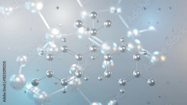 Obraz ddt molecular structure, 3d model molecule, insecticide structural chemical formula view from a microscope