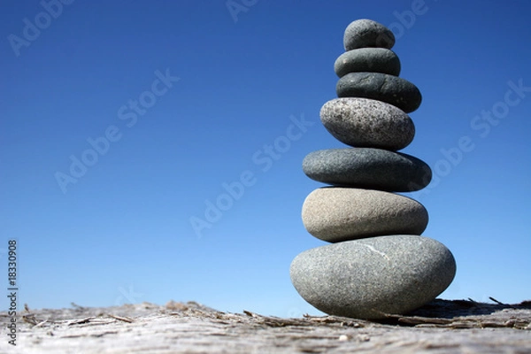 Fototapeta Balanced Rocks on log