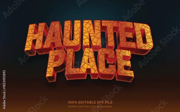 Obraz Haunted Place Cracked 3D text style effect	
