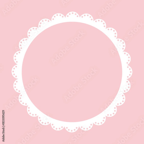 Fototapeta Simple white lace frame, round tag, label