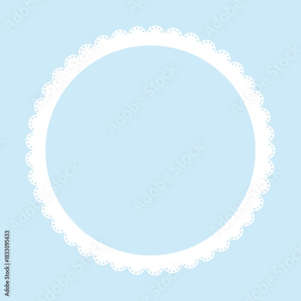 Fototapeta Simple white lace frame, round tag, label