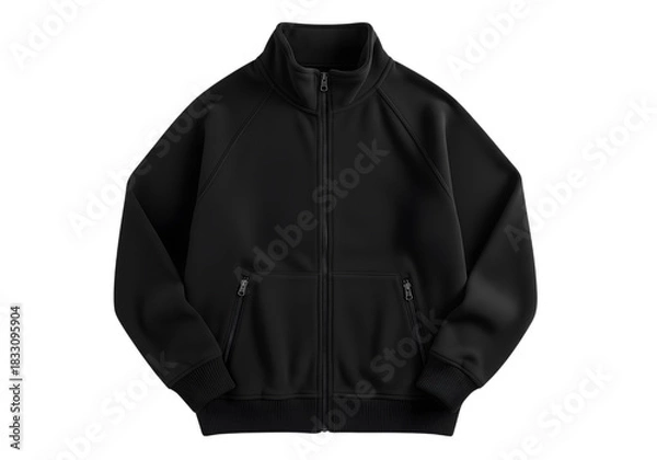 Fototapeta Black half zip fleece jacket with pockets