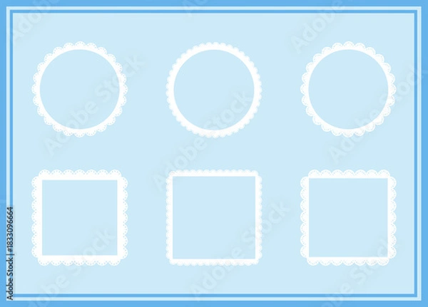 Fototapeta Simple white lace frames set, round tag, square label