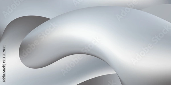 Fototapeta Elegant Abstract Silver Wavy Flow Background Smooth Liquid Chrome Texture. Modern Trendy design in Vector Illustration