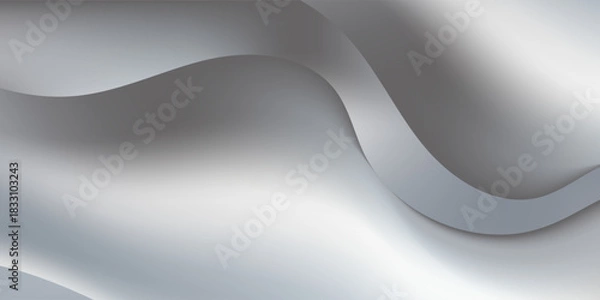 Fototapeta Elegant Abstract Silver Wavy Flow Background Smooth Liquid Chrome Texture. Suit for banner, web, brochure, pamflet and presentation
