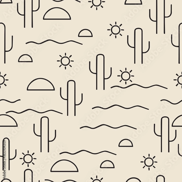 Obraz Minimalist Desert Line Art Seamless Pattern