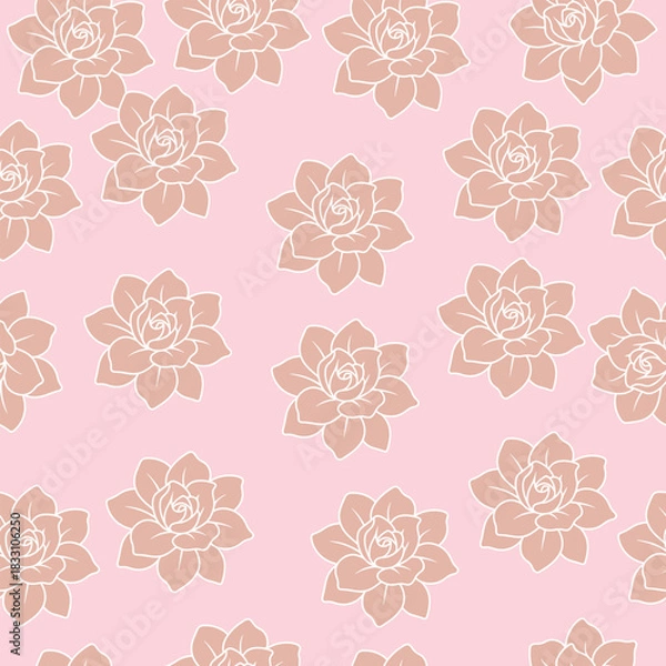 Obraz Soft Pink Succulent Botanical Seamless Pattern