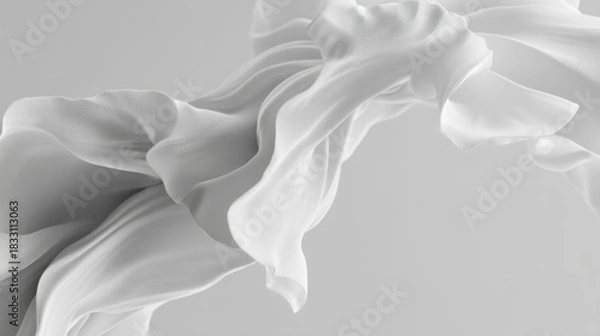 Obraz Elegant white silk fabric with flowing texture, soft folds, and gentle curves highlighted by delicate lighting,