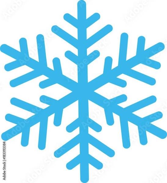 Fototapeta Stylized Blue Snowflake Icon Vector for Winter, Cold Weather, Christmas, and Seasonal Design Projects