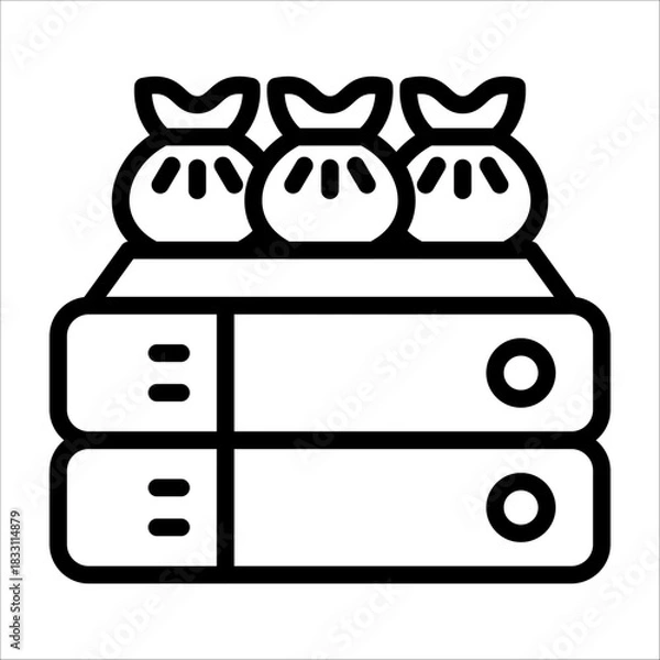 Obraz A simple single chinese dumpling icon for design element or coloring book element