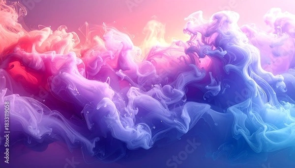 Obraz Dreamy, colorful clouds of swirling, pastel ink in water. Gradient shades from pink to blue