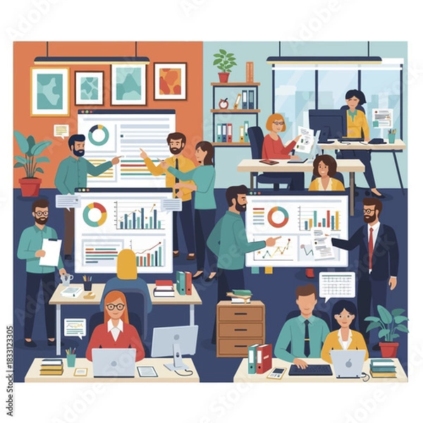 Fototapeta Diverse Team Collaborating in a Modern Office Environment.