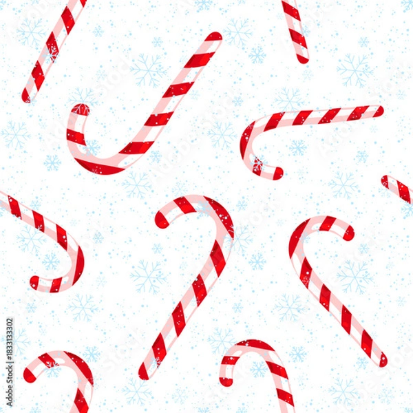 Obraz Winter pattern with candy canes and snowflakes