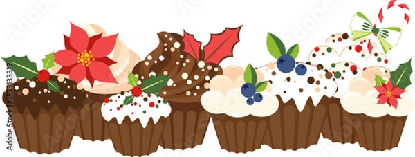 Obraz Christmas muffins with berries