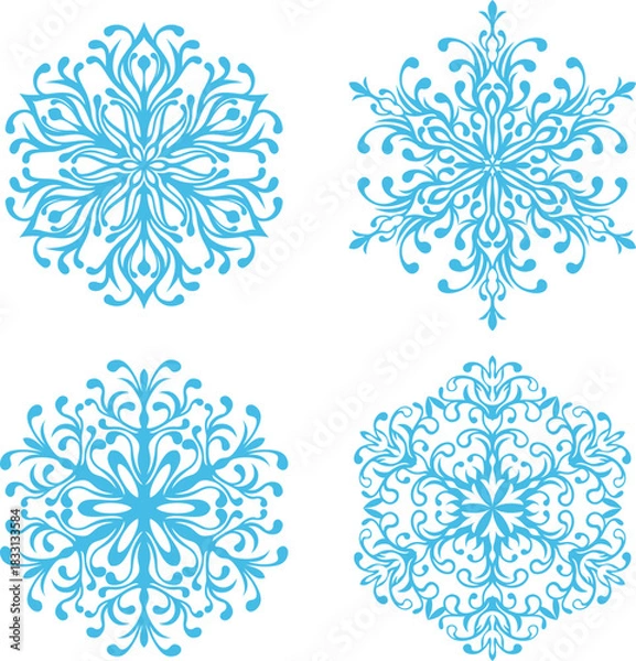 Obraz Snowflakes. Vector winter isolated decoration.