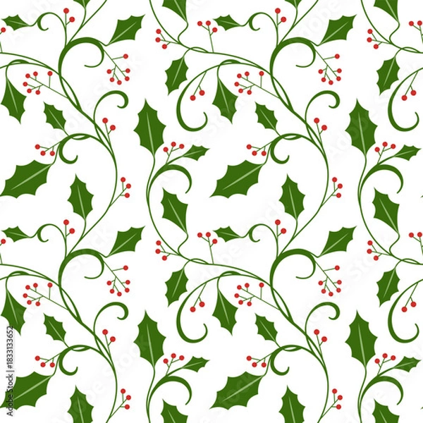 Obraz Holly berry seamless pattern