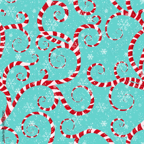 Obraz Candy cane swirls. Christmas seamless pattern