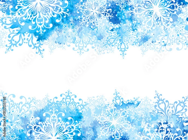 Obraz Snowflakes border. Winter horizontal banner.