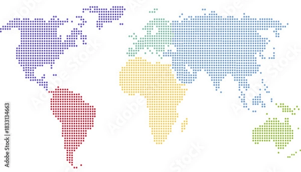 Fototapeta Dotted color world map vector.	