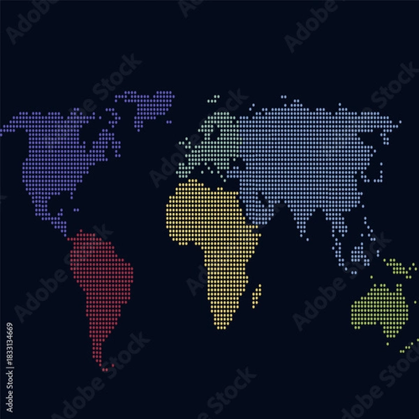 Fototapeta Dotted color world map vector.	
