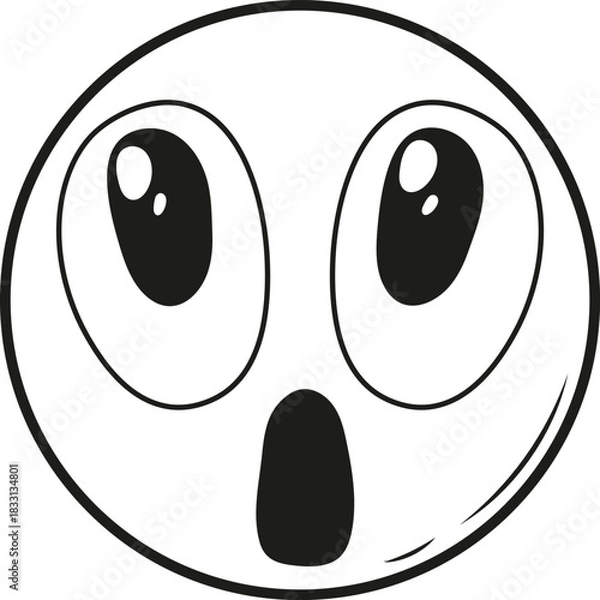 Obraz Scared emoji. Broken heart. Doodle style vector illustration.