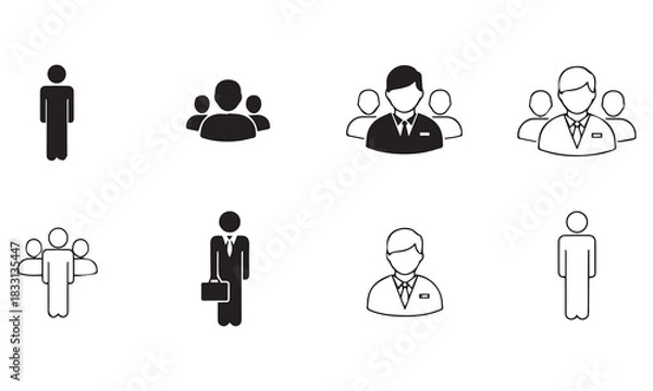 Fototapeta Business Profile, Team, and ID Card Icons | User Avatars & Verification Glyphs