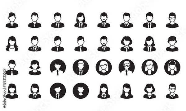 Fototapeta Business Profile, Team, and ID Card Icons | User Avatars & Verification Glyphs