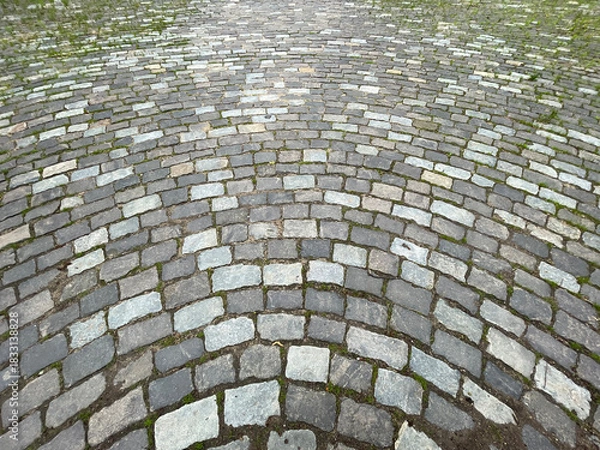 Obraz Abstract background. Old cobblestone pavement closeup