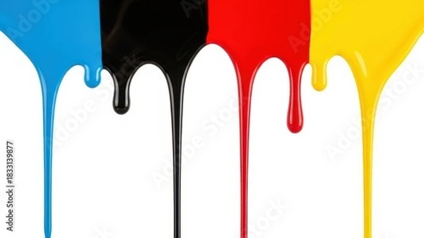 Fototapeta Vibrant dripping primary colors creating dynamic modern abstract design