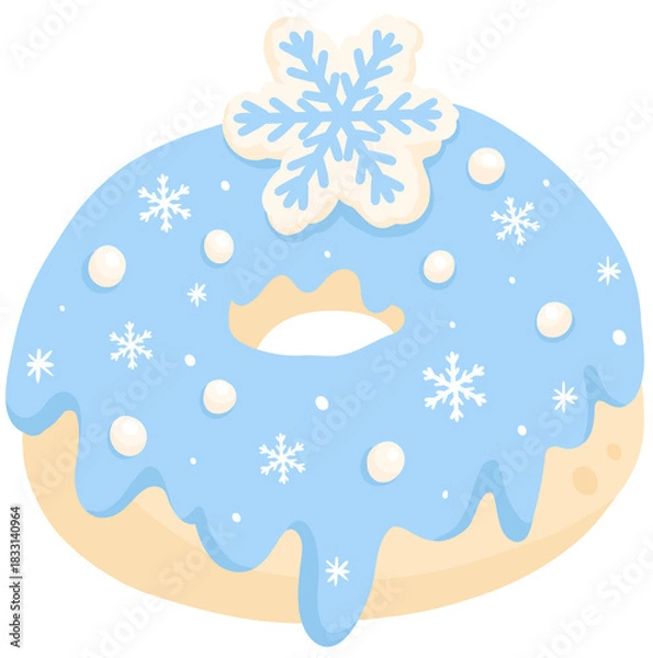 Obraz Cozy Winter Pastel – Snowflake Donut – Cute Dessert Clipart