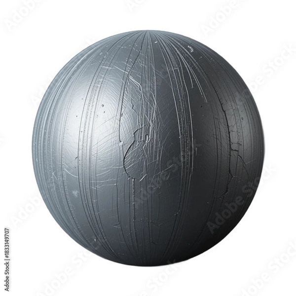 Obraz Textured Gray Sphere with Vertical Grooves
