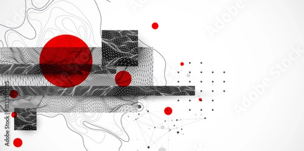 Obraz Abstract background. Modern science art elements. Wireframe surface illustration.