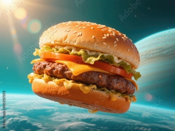 Fototapeta Astronauts Enjoying Space Burgers in Orbit