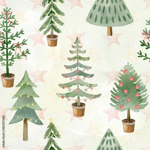 Obraz Xmas trees pattern.