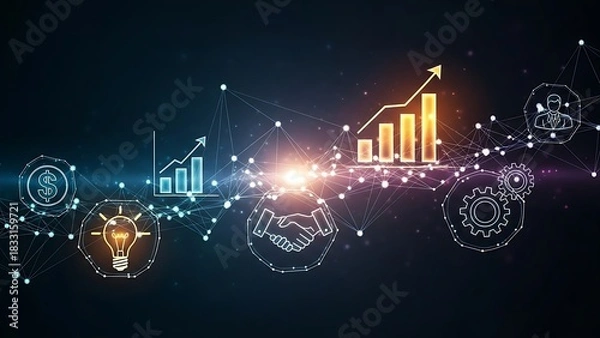 Fototapeta Digital transformation and business growth with connected technology and innovation