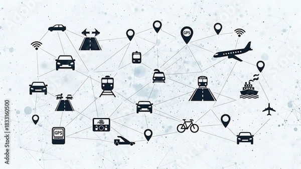 Fototapeta Connected Transportation Network Modern Mobility and Seamless Travel Infrastructure Concept