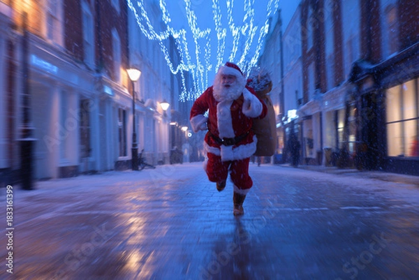 Obraz Santa Running in Snow