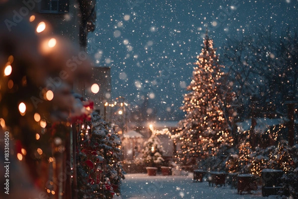 Obraz Snowy Christmas Street