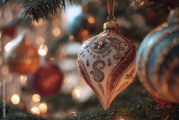 Obraz Gold White Ornament