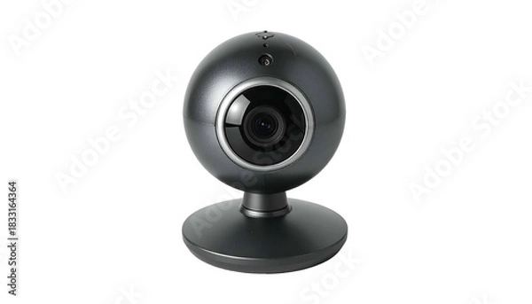 Fototapeta Black webcam with a spherical camera head on a round base