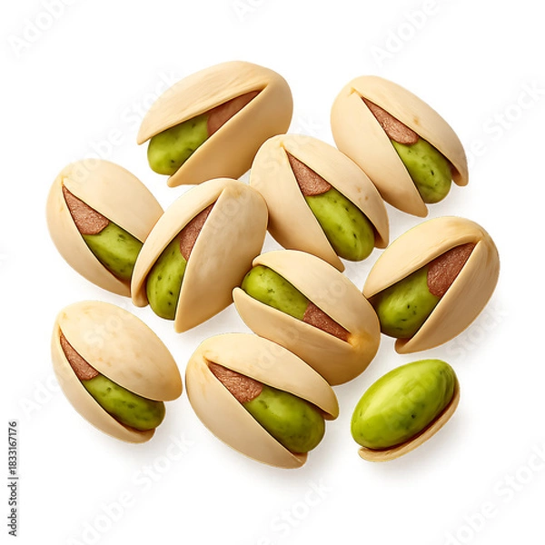 Fototapeta Realistic pistachio nuts isolated on transparent background for organic snack packaging and healthy food design, High-detail pistachio elements for recipe graphics and natural snack branding PNG