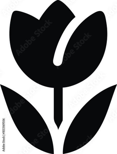 Obraz A single ripe red tomato with a green stem and leaves presented isolated on white background.