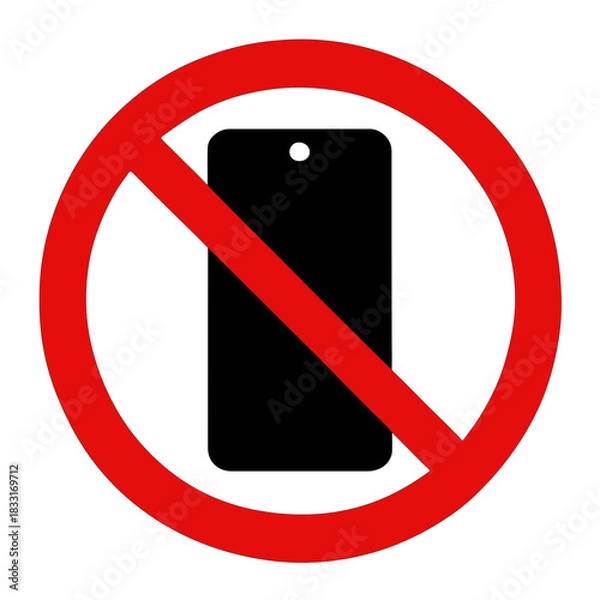 Fototapeta No Mobile Phone Symbol Red Circle Prohibition Sign