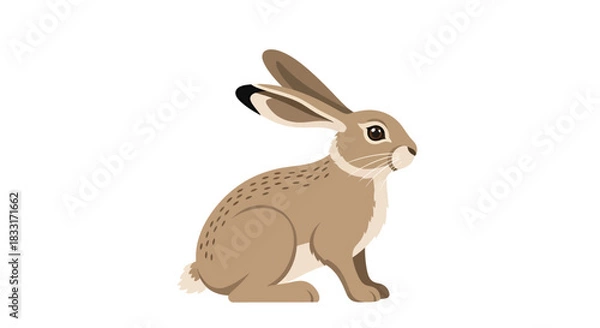 Fototapeta Elegant portrayal of a european hare, with a clean background and detailed features in a modern