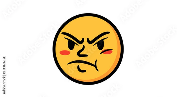 Fototapeta Expressing negativity an illustration of an angry emoji, a visual representation of a disgruntled
