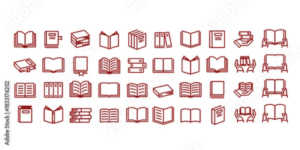 Fototapeta Line editable vector book icon set (not outlined)