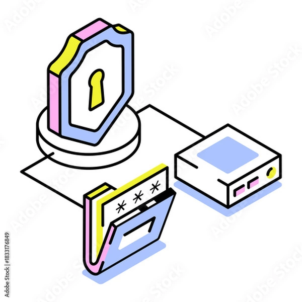 Obraz An isometric style icon representing data security