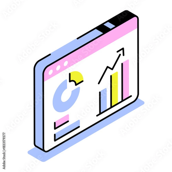 Obraz An isometric style icon showing web analytics