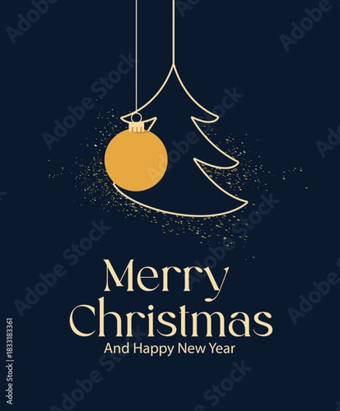 Obraz Elegant Christmas cheer with a golden ornament and tree, perfect for holiday greetings and festive designs that spread joy and warmth this season